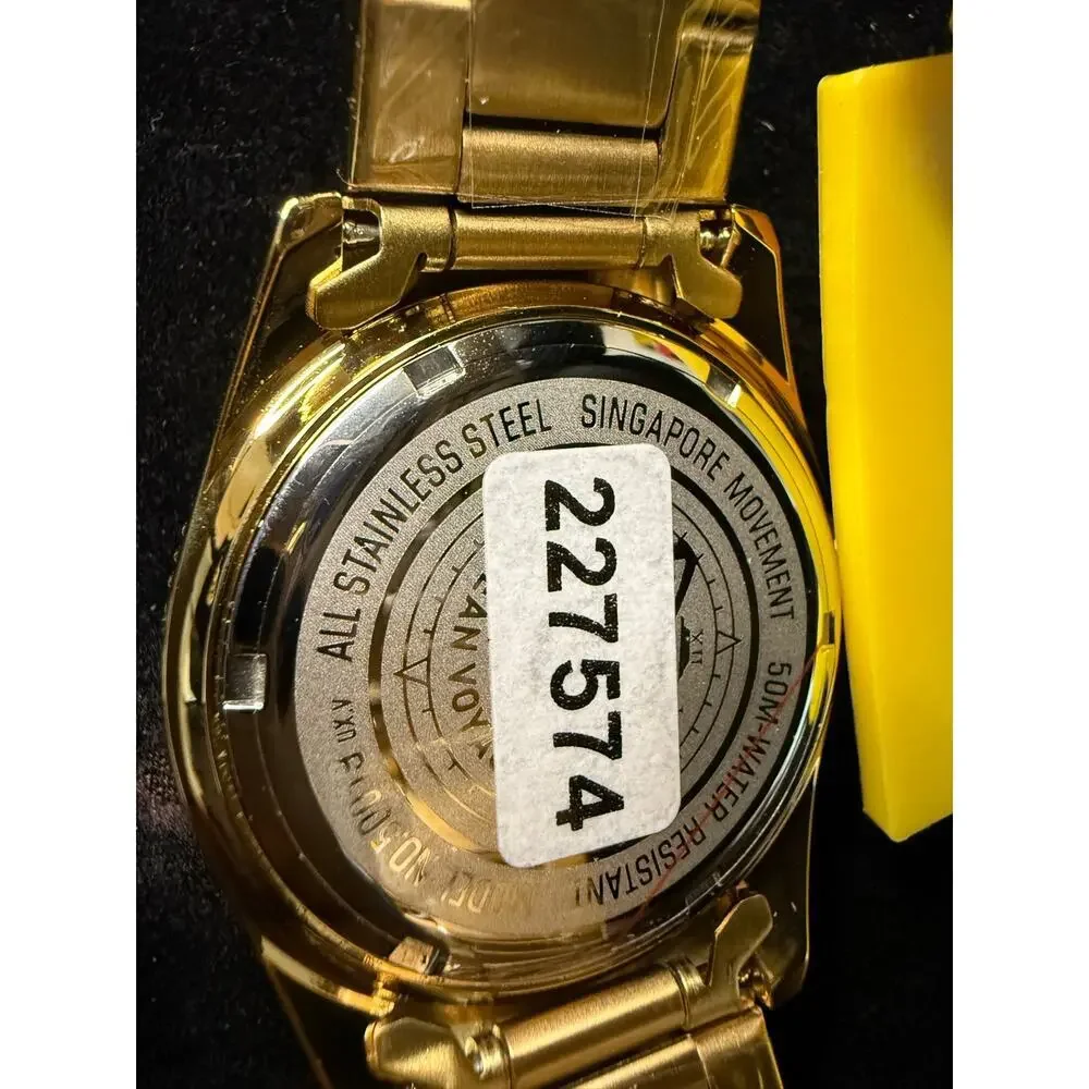 Invicta Pro Diver Watch Men 38mm Gold Green Bezel Dial Anchor Stainless Steel